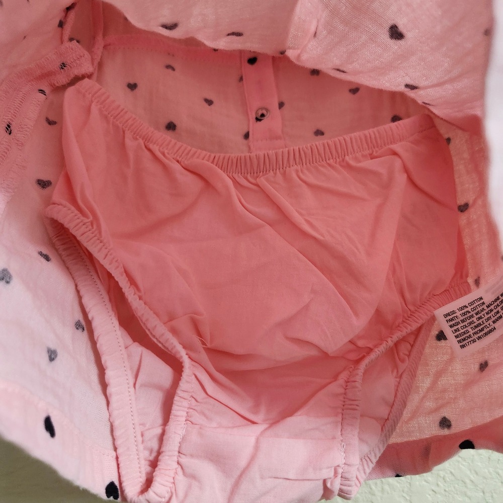 NEW Cat Jack Baby Girl Pink Heart Print Long Sleeve Dress & Bloomers Set 3-6M - Picture 6 of 16